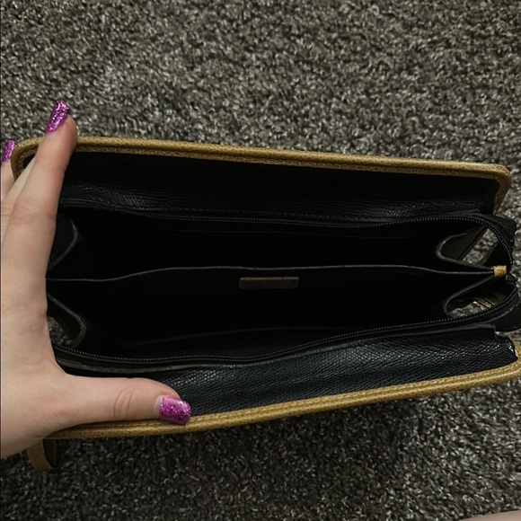 MORABITO PARIS Black & Brown Leather Clutch Bag Cosmetic Hand Bag - Picture 7 of 13